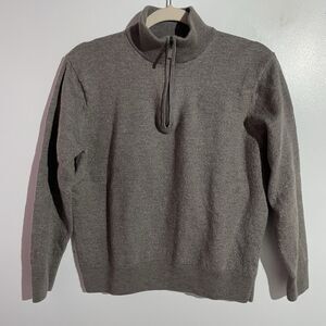 Woolx Sweater Mens L* (read) Enzo Taupe Merino Wool Minimalist Outdoor 1/4 Zip
